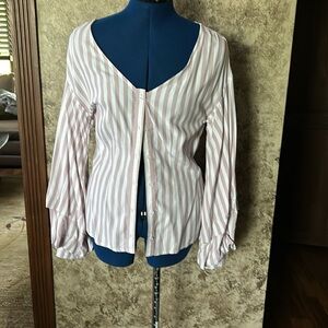 Women’s Button Down Pink/Wht Striped Cupcakes and Cashmere-XS Top